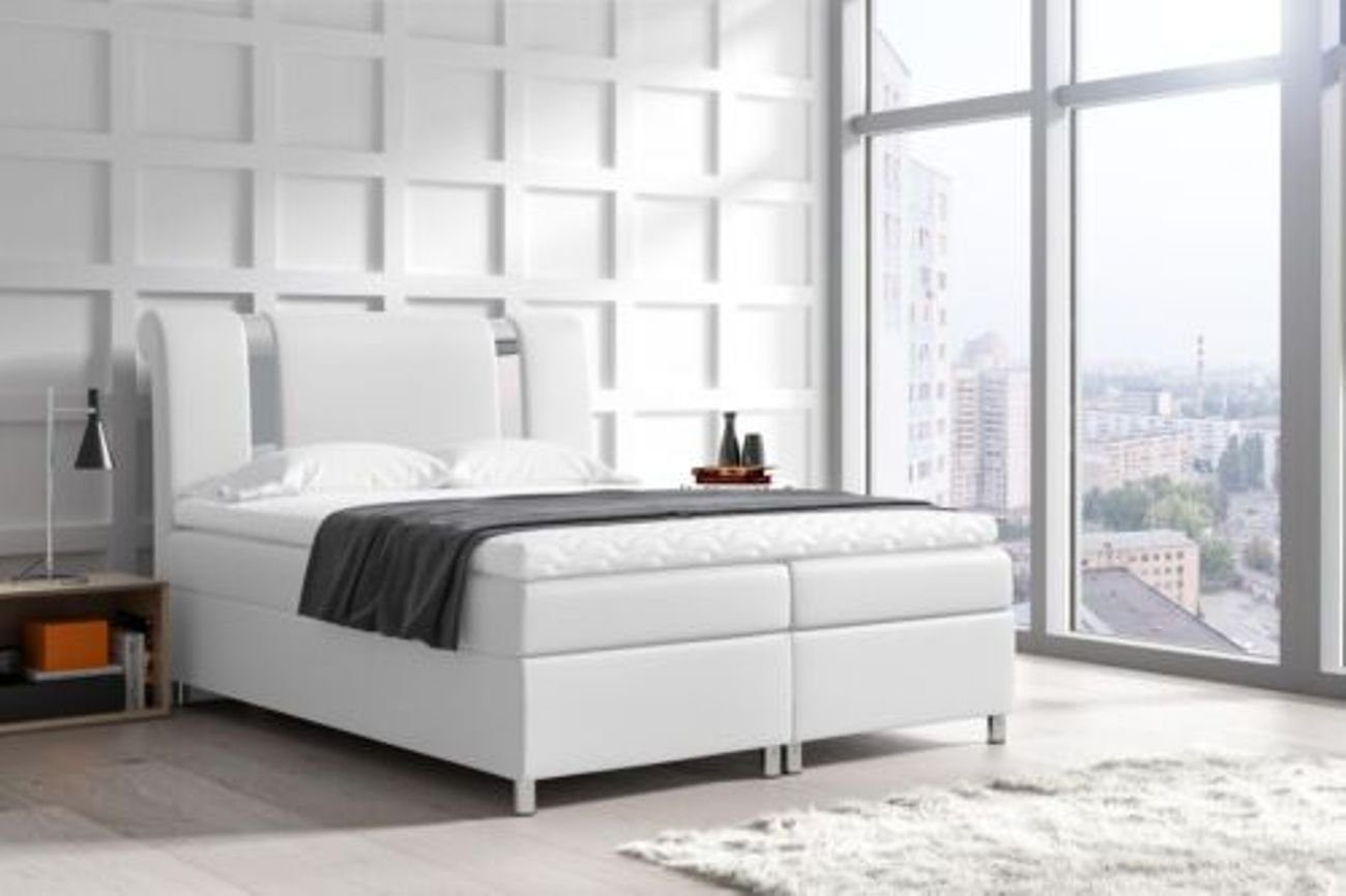 JVmoebel Bett, Bett mit Bettkasten Boxspring Betten Möbel Doppel 160x200 Weiß
