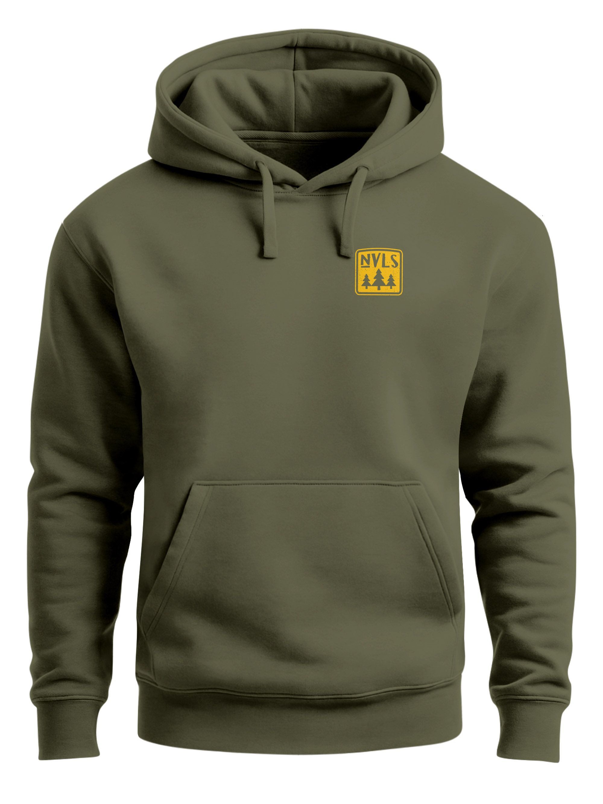 Hoodie Herren Hoodie Backprint SpuchThink Outside Rückenaufdruck Wald