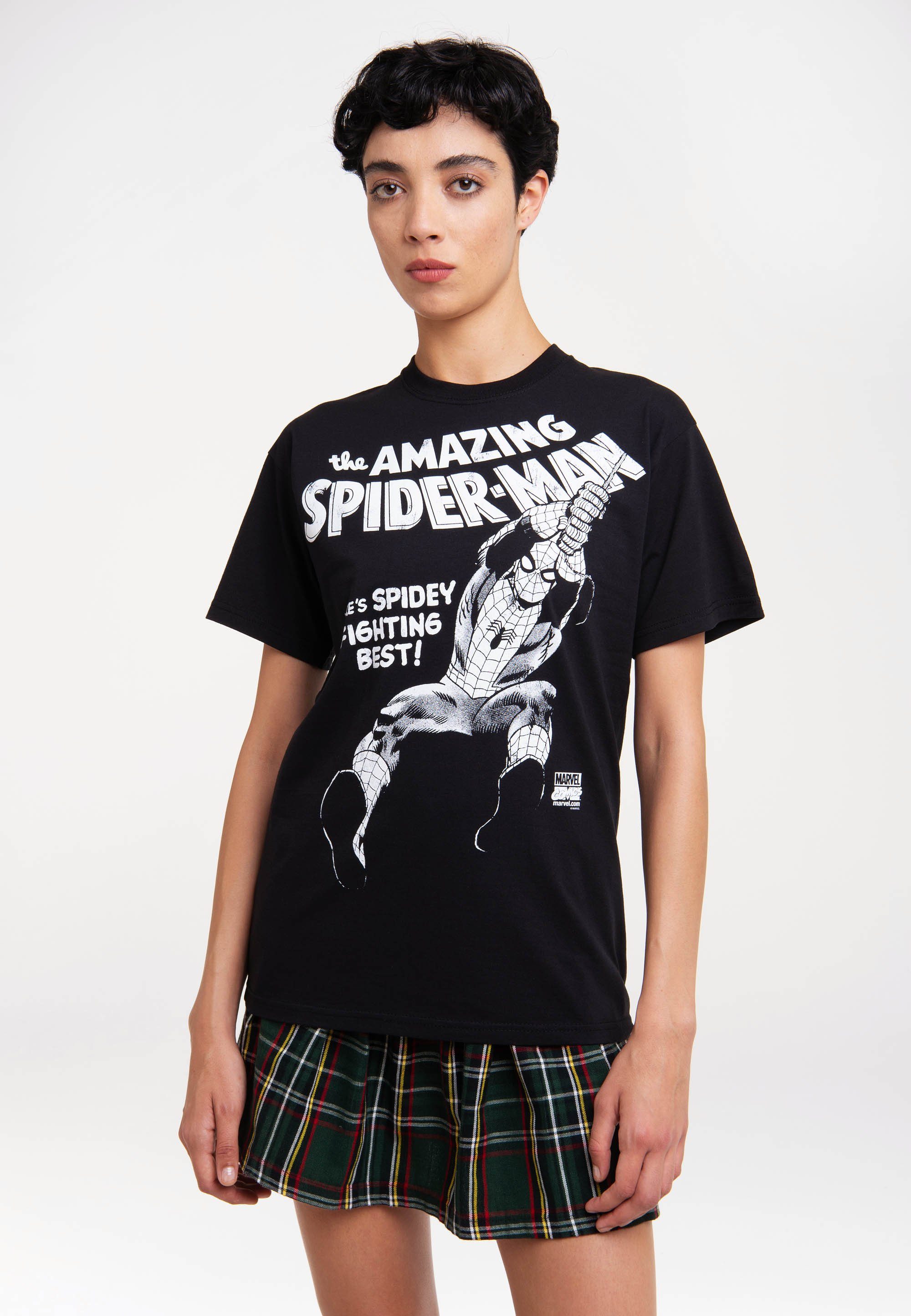 LOGOSHIRT T-Shirt Marvel lizenziertem - Spider-Man, Comics Print mit Spidey