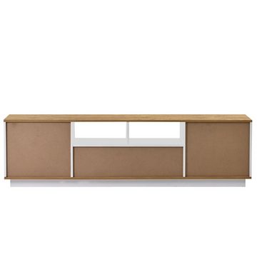 Celya Lowboard TV Schrank,TV-Ständer,TV-Tisch LED Lowboard 80 Zoll,weiß, Massivholzpartikelaufkleber, Die Oberfläche ist wasserdicht und pflegeleicht., Platz für bis zu 80-Zoll-Fernseher, Geeignet für alle Dekore