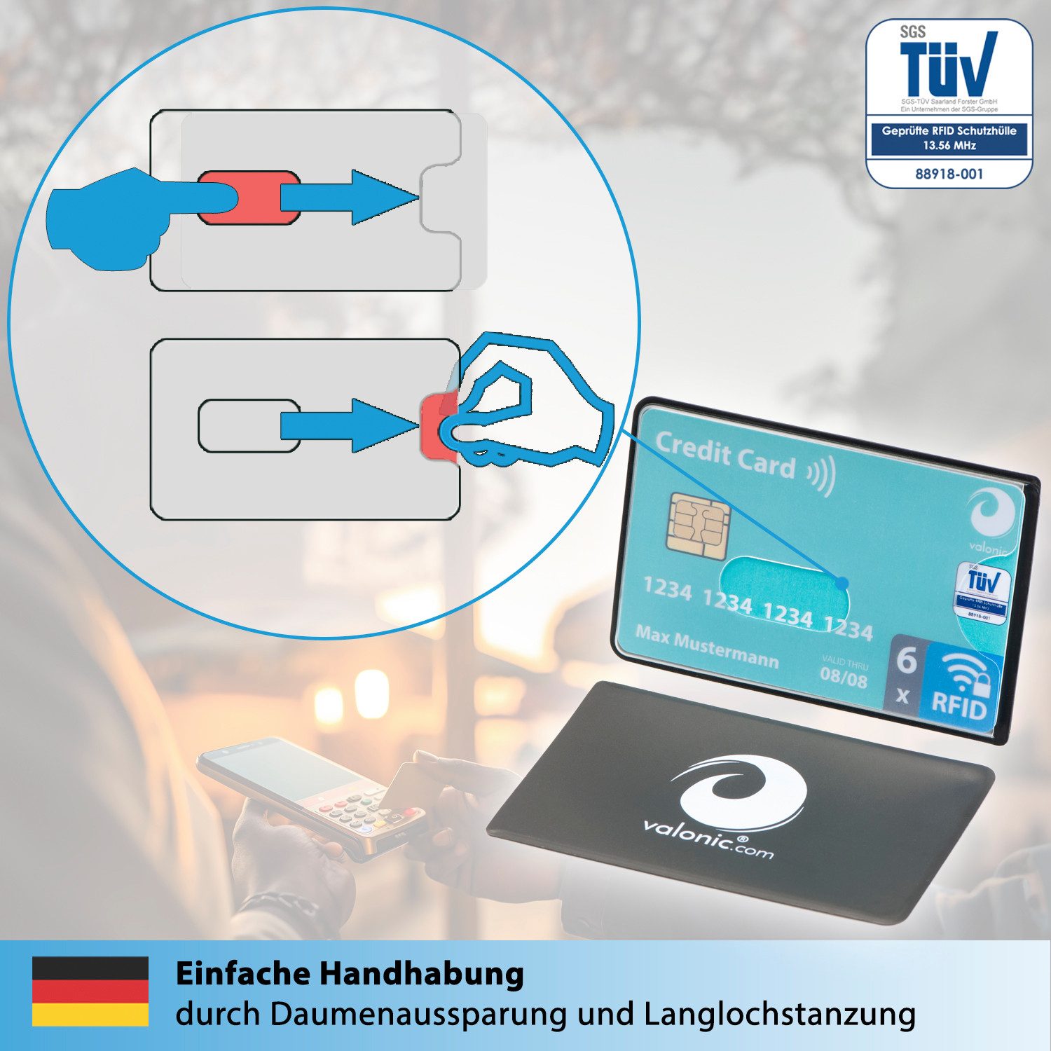 valonic Etui valonic - Kreditkartenhüllen RFID-Block 6 Stück