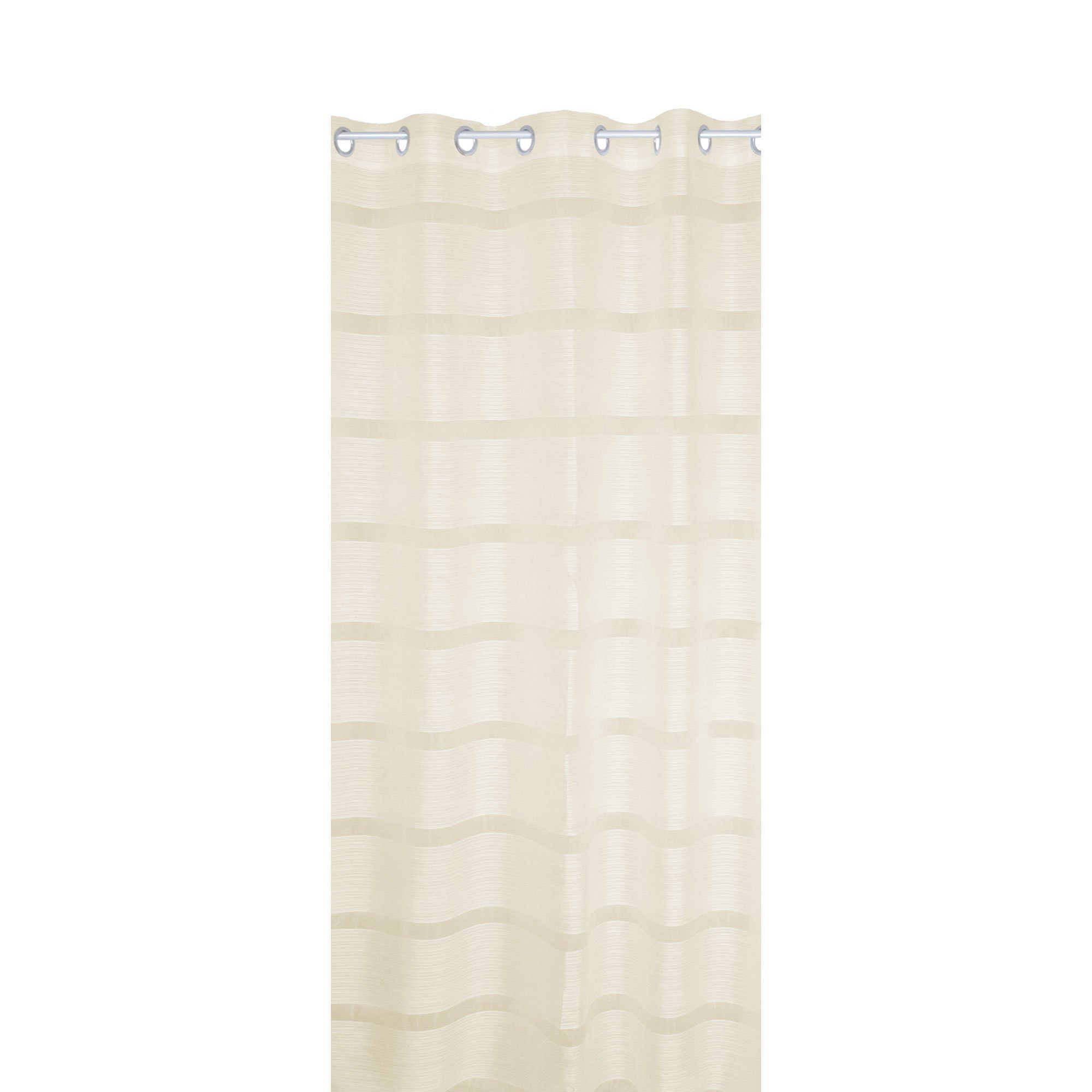 Gardine Vorhang Ösen 140x245 cm halb transparent Voile Gardine mit Streifen, Haus und Deko, Ösen (1 St), halbtransparent, Polyester Creme