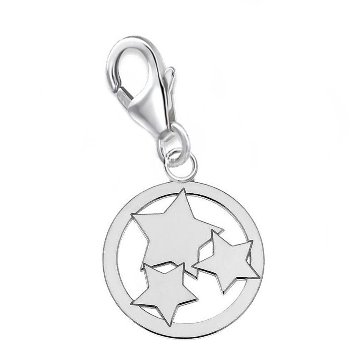 Goldene Hufeisen Charm Stern Stern Karabiner Charm Anhänger für Bettelarmband 925 Silber (inkl. Etui), für Gliederarmband oder Halskette