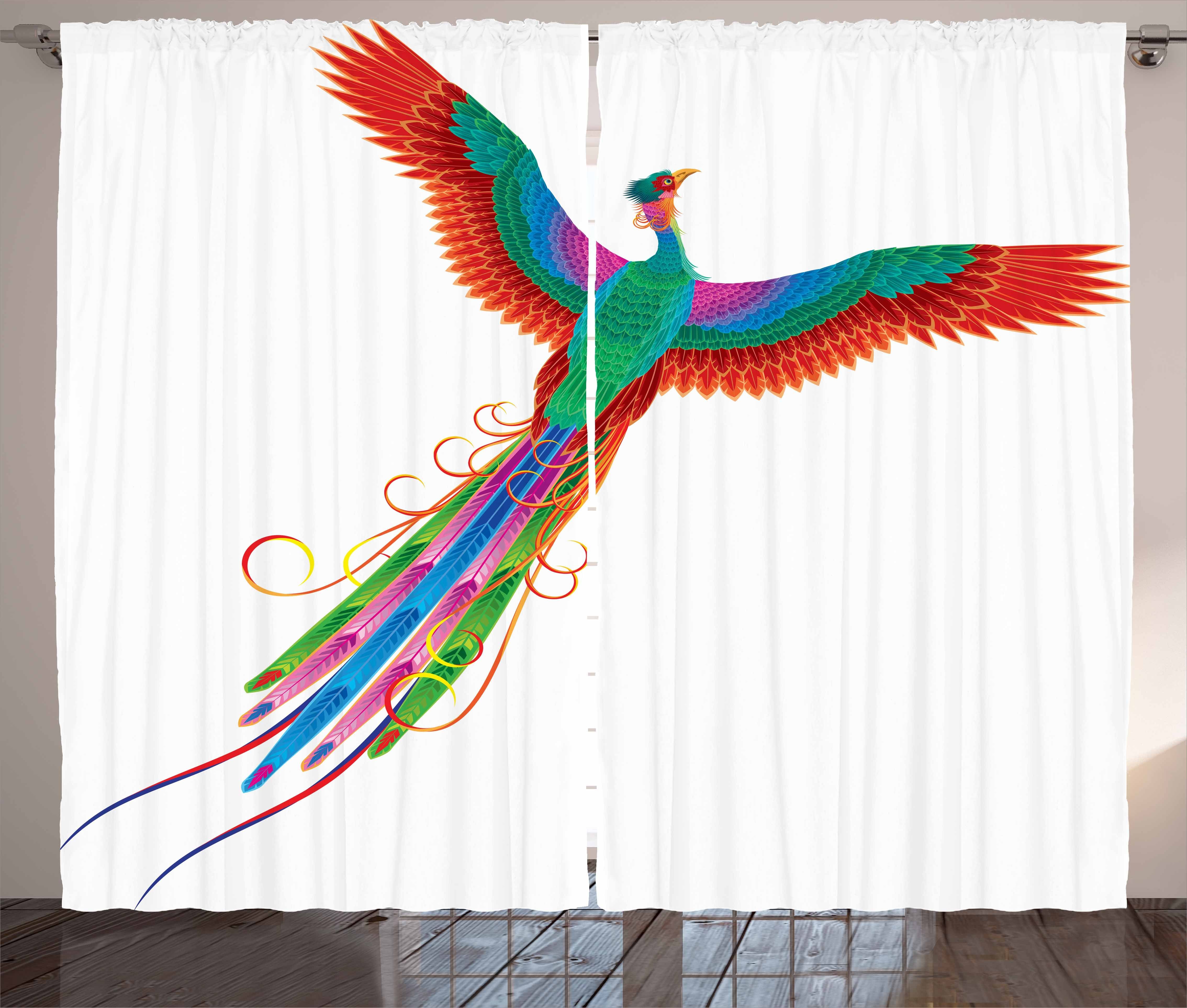 Gardine Schlafzimmer Kräuselband Vorhang mit Schlaufen und Haken, Abakuhaus, Phönix Chinesisches Vogel Rising