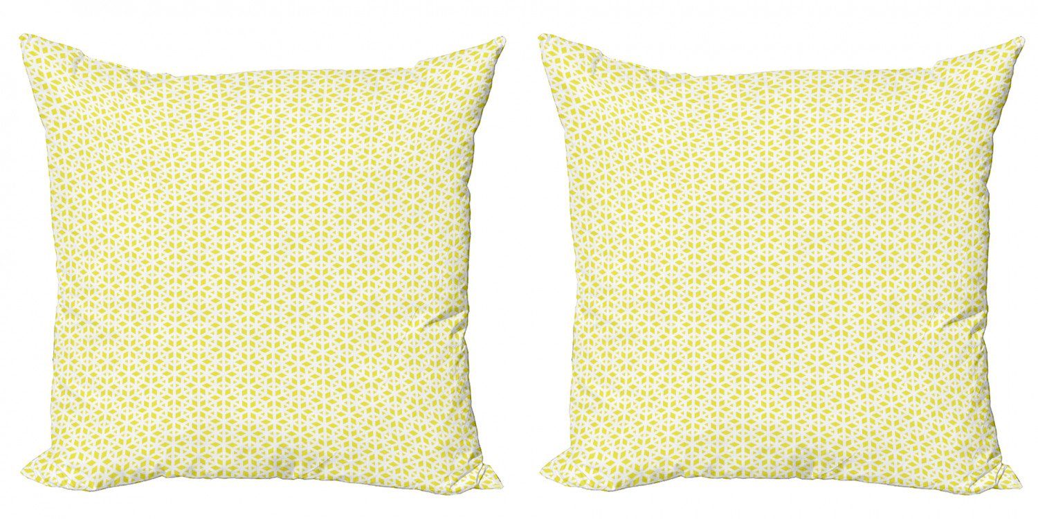 Digitaldruck, und Stück), Kissenbezüge Accent Abakuhaus (2 Doppelseitiger Weiß Entwurf Linien Wellenförmige Gelb Modern