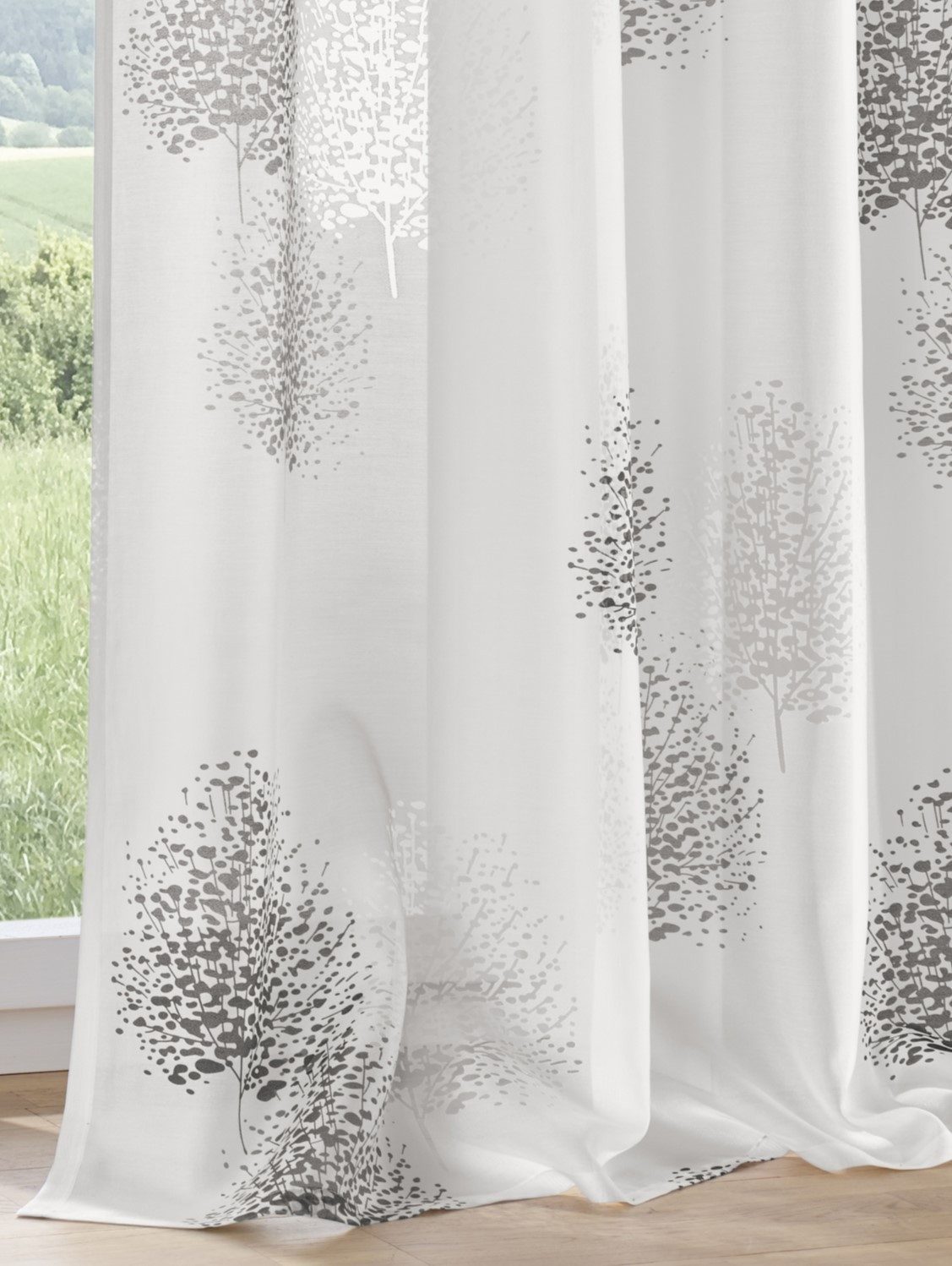 Kutti Vorhang Belinda (1 St), Ösen, halbtransparent, Ausbrenner, Gardine, halbtransparent, Ausbrenner, bedruckt, Viskose-Polyester
