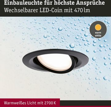 Paulmann LED Einbauleuchte Nova Plus 1x6W 470lm 2700K Schwarz matt/Alu, LED fest integriert, Warmweiß