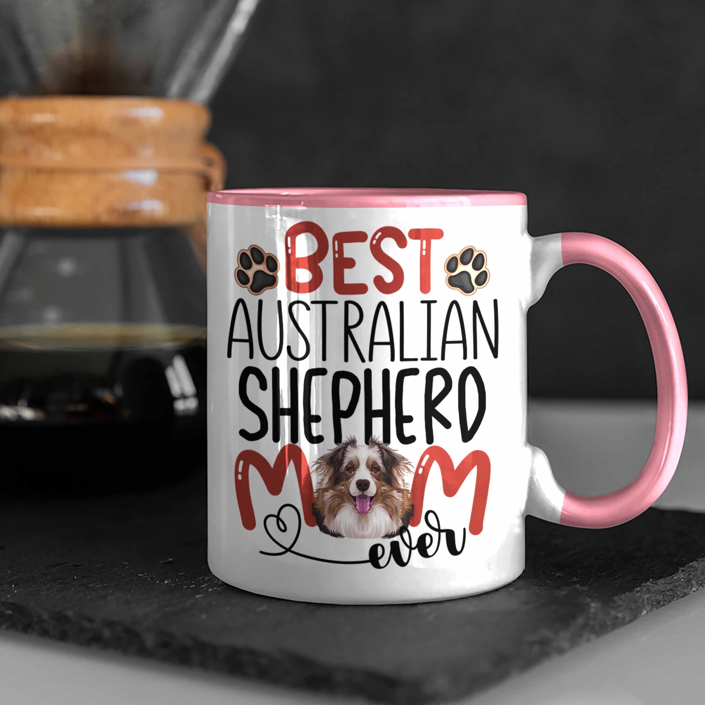 Trendation Mom Besitzerin Australian Shepherd Tasse Geschenk Spruch Tasse Lustiger Gesc Rosa
