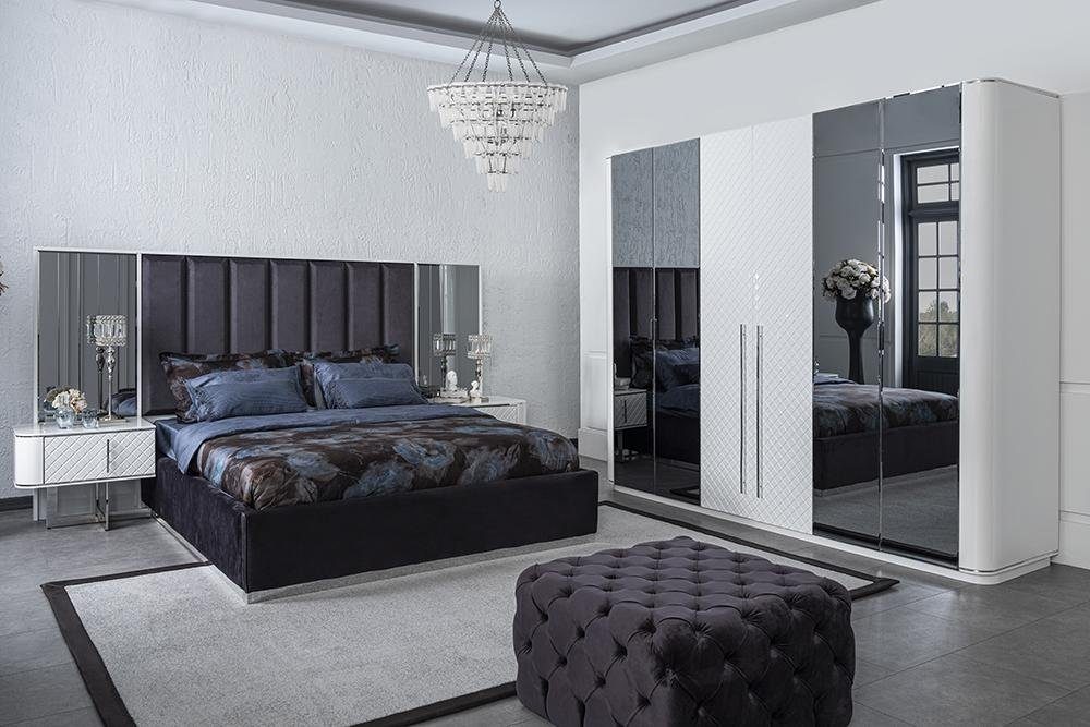 Bett + Nachttische Schlafzimmer Schlafzimmer-Set Nur Bett (4-St., + in JVmoebel Nachttische 2x 2x Europa Made Moderne Kleiderschrank), Kleiderschrank, Luxus