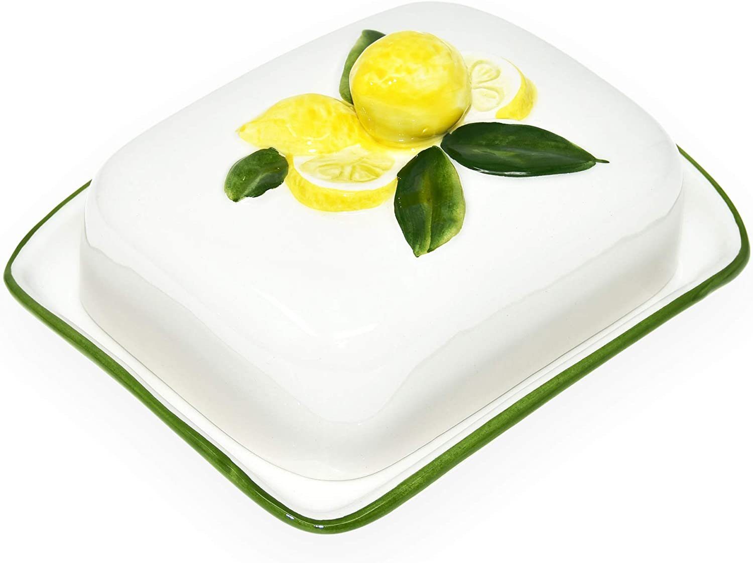 Lashuma Butterdose Zitrone, Keramik, (1-tlg., 18 x 14 cm), Butterbehälter italienisch mit Relief Dekor
