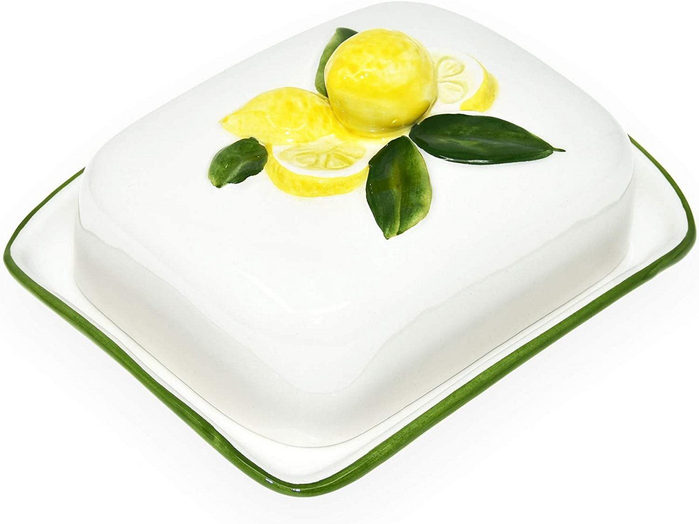 Lashuma Butterdose Zitrone, Keramik, (1-tlg., 18 x 14 cm), Butterbehälter italienisch mit Relief Dekor