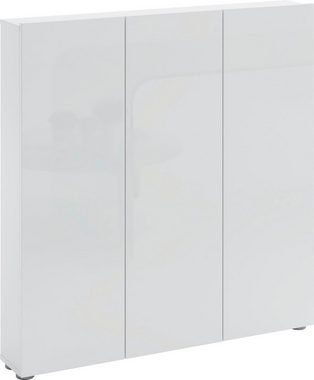möbelando Schuhschrank SPAZIO (BxHxT: 110,2x115x18,6 cm) in weiß mit 3 Türen und 12 Fächern