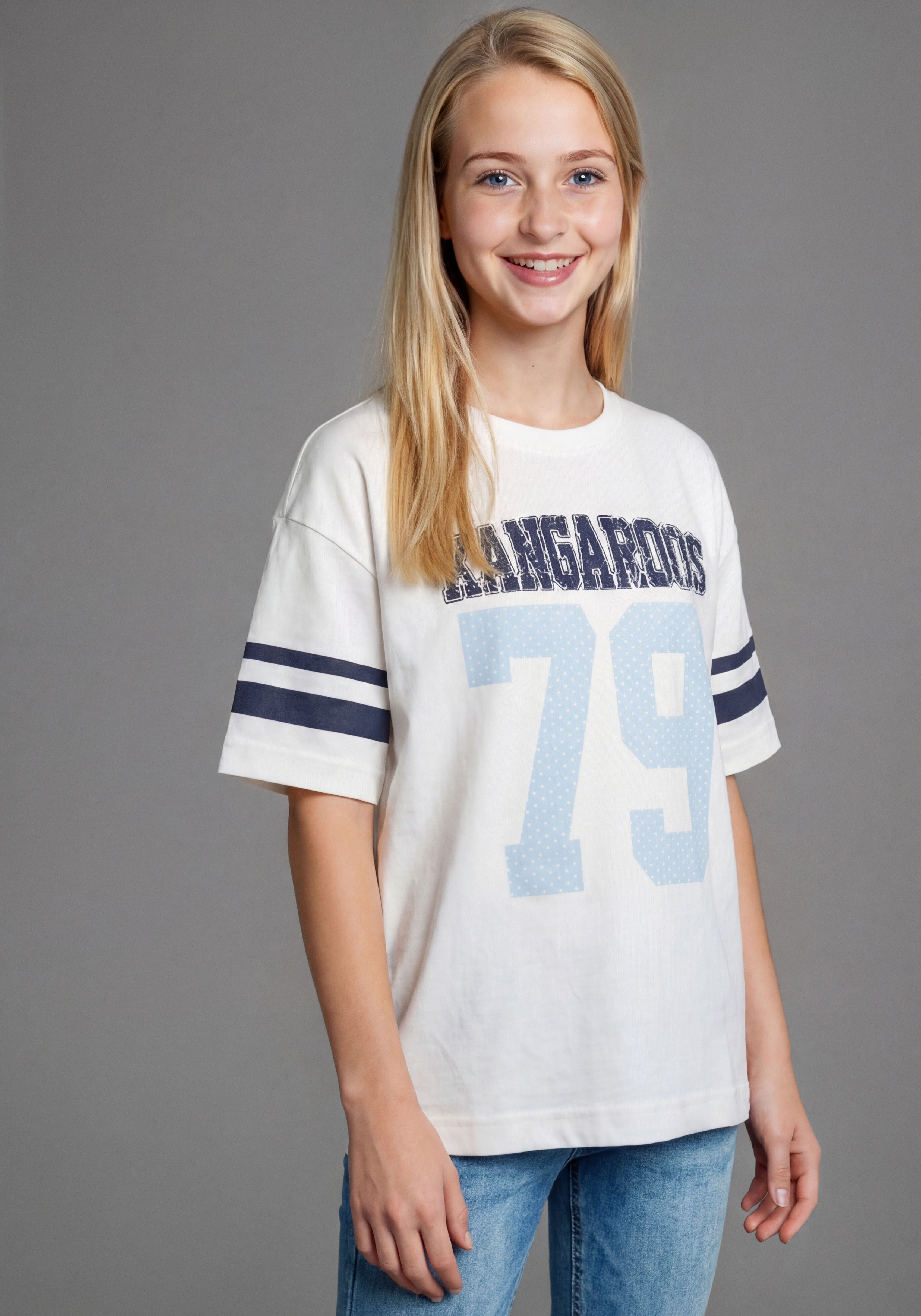 KangaROOS T-Shirt Kangaroos Shirt im sportivem Look lässige Passform, Kurzarm, mit modischem Print, aus Baumwolle