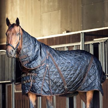 CATAGO Pferde-Stalldecke Stalldecke mit Halsteil, 100g - schwarz/grau