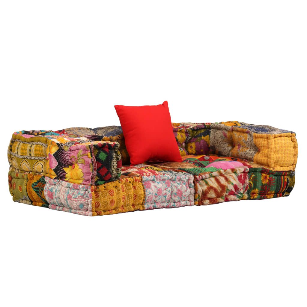 vidaXL Pouf, 2-Sitzer Modularer Pouf Patchwork Stoff