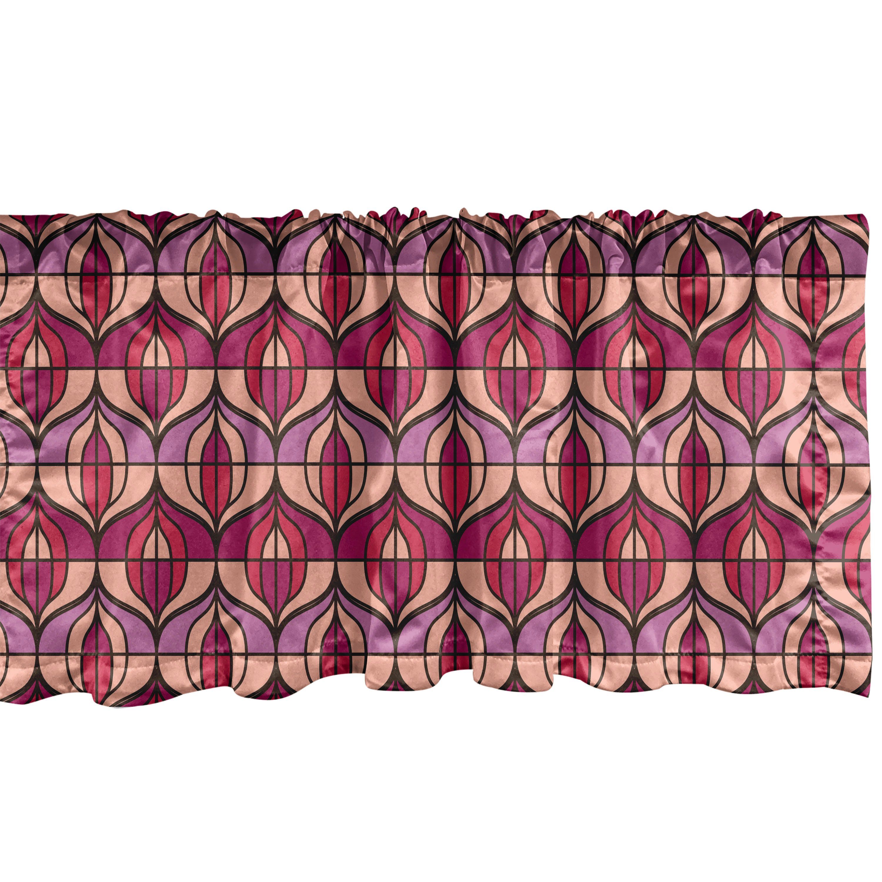 Scheibengardine Vorhang Volant für Küche Schlafzimmer Dekor mit Stangentasche, Abakuhaus, Microfaser, Retro Abstrakte Weinlese-Motiv