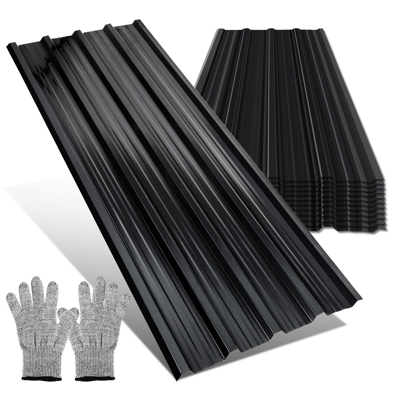 Clanmacy Trapezblech Deckenplatten 129x46cm 7 Wellplatte Dachpaneele Profilblech (12st), 129x46x0.25 mm (Set 12-St) UV-Schutz, Wasserfest, Wetterfest, Rostresistent, Korrosionsbeständig