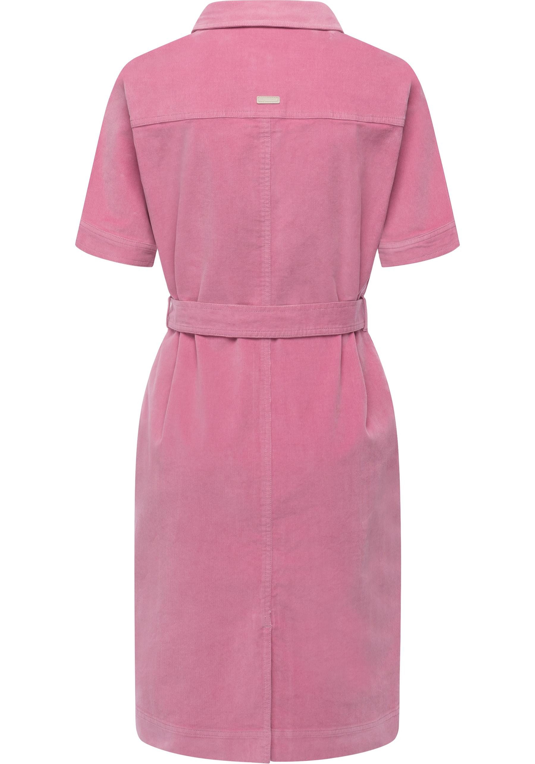 Ragwear Cordkleid Rozyna Cordy YOUMODO Kurzärmliges Kordkleid mit Hemdkragen