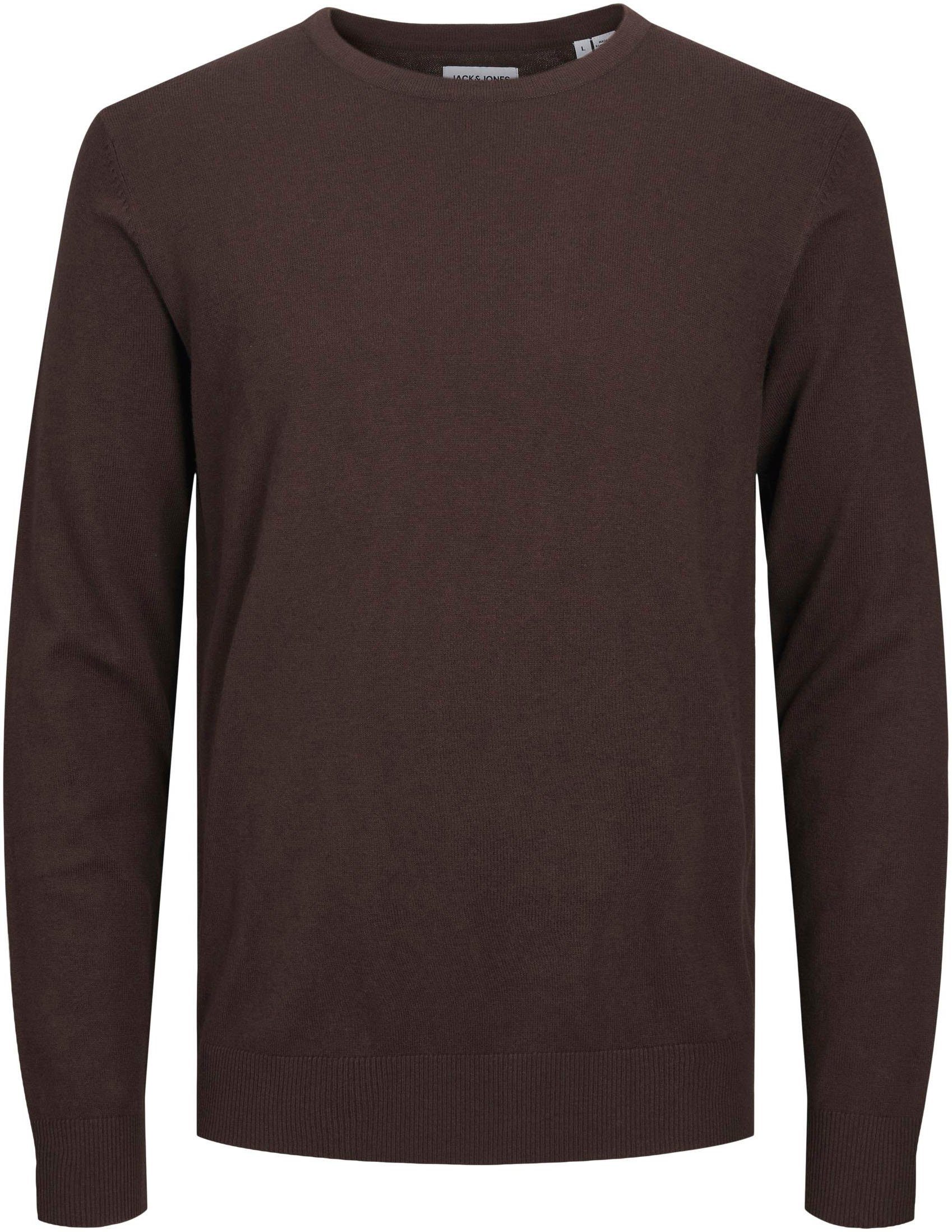 Jack & Jones JJEEMIL Rundhalspullover NECK Brown CREW NOOS KNIT Seal