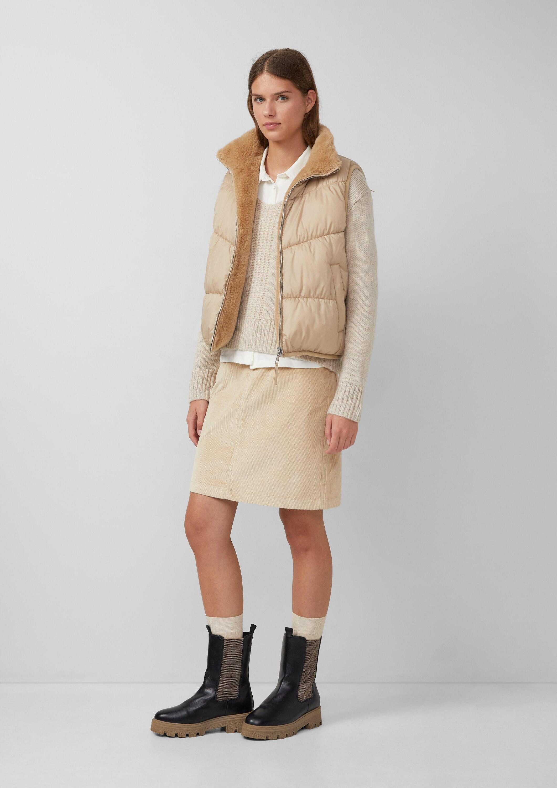 s.Oliver Outdoorjacke Outdoor-Weste Wendbare Steppweste mit Fell
