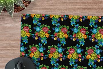 MuchoWow Gaming Mauspad Blumen - Regenbogen - Kunst - Muster - Frida Kahlo (1-St), Mousepad mit Rutschfester Unterseite, Gaming, 40x40 cm, XXL, Großes