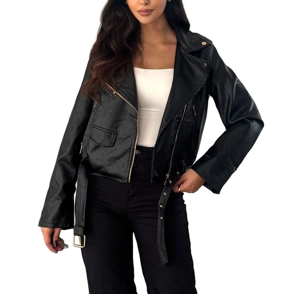 Ital-Design Lederimitatjacke Moderne Bikerjacke aus Kunstleder für Damen (9 günstig online kaufen