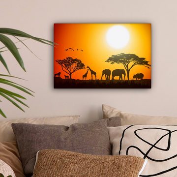 OneMillionCanvasses® Leinwandbild Elefant - Wilde Tiere - Afrika, (1 St), Wandbild Leinwandbilder, Aufhängefertig, Wanddeko, 30x20 cm