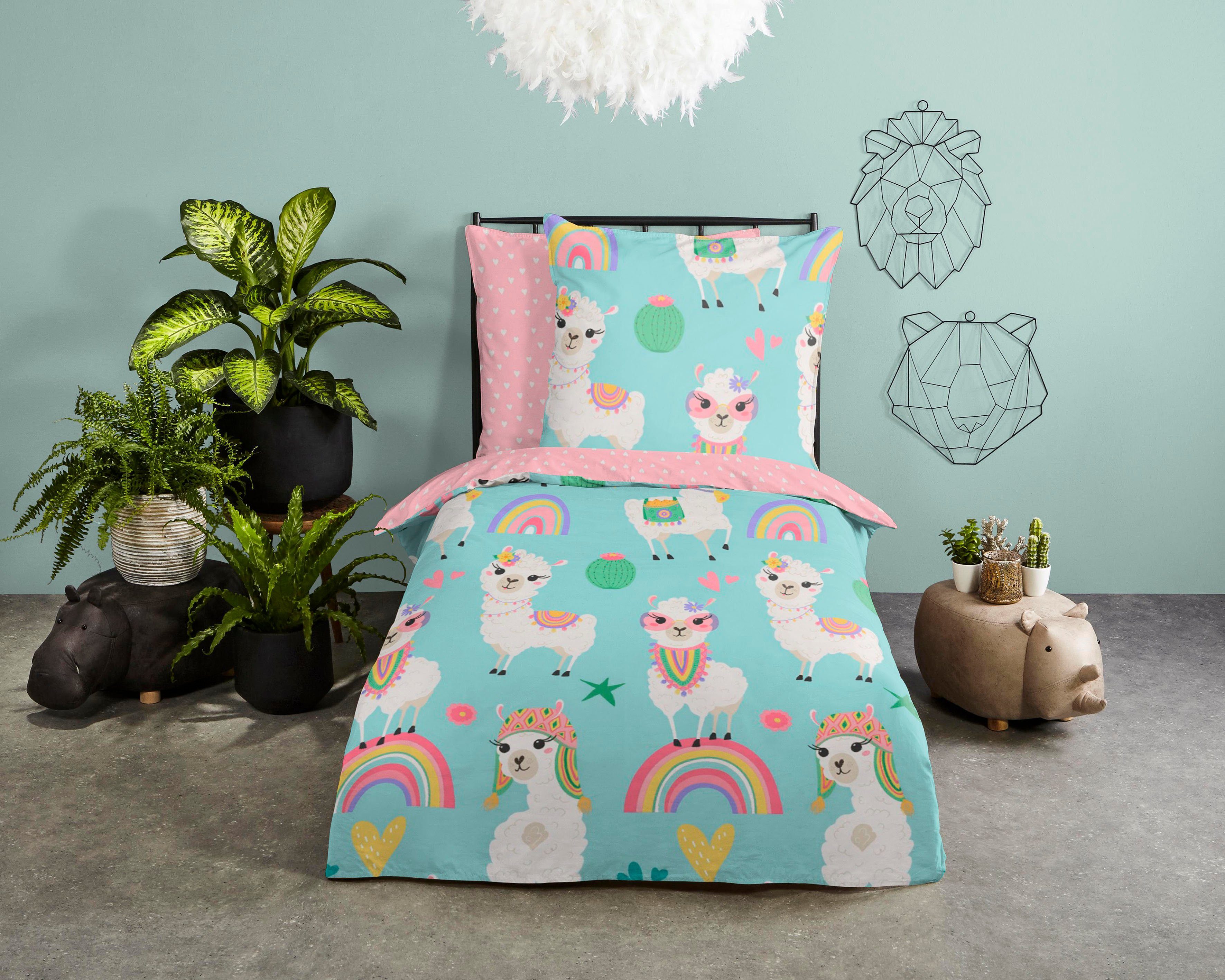 good morning Kinderbettwäsche Lamalife, Renforcé, 2 günstig online kaufen