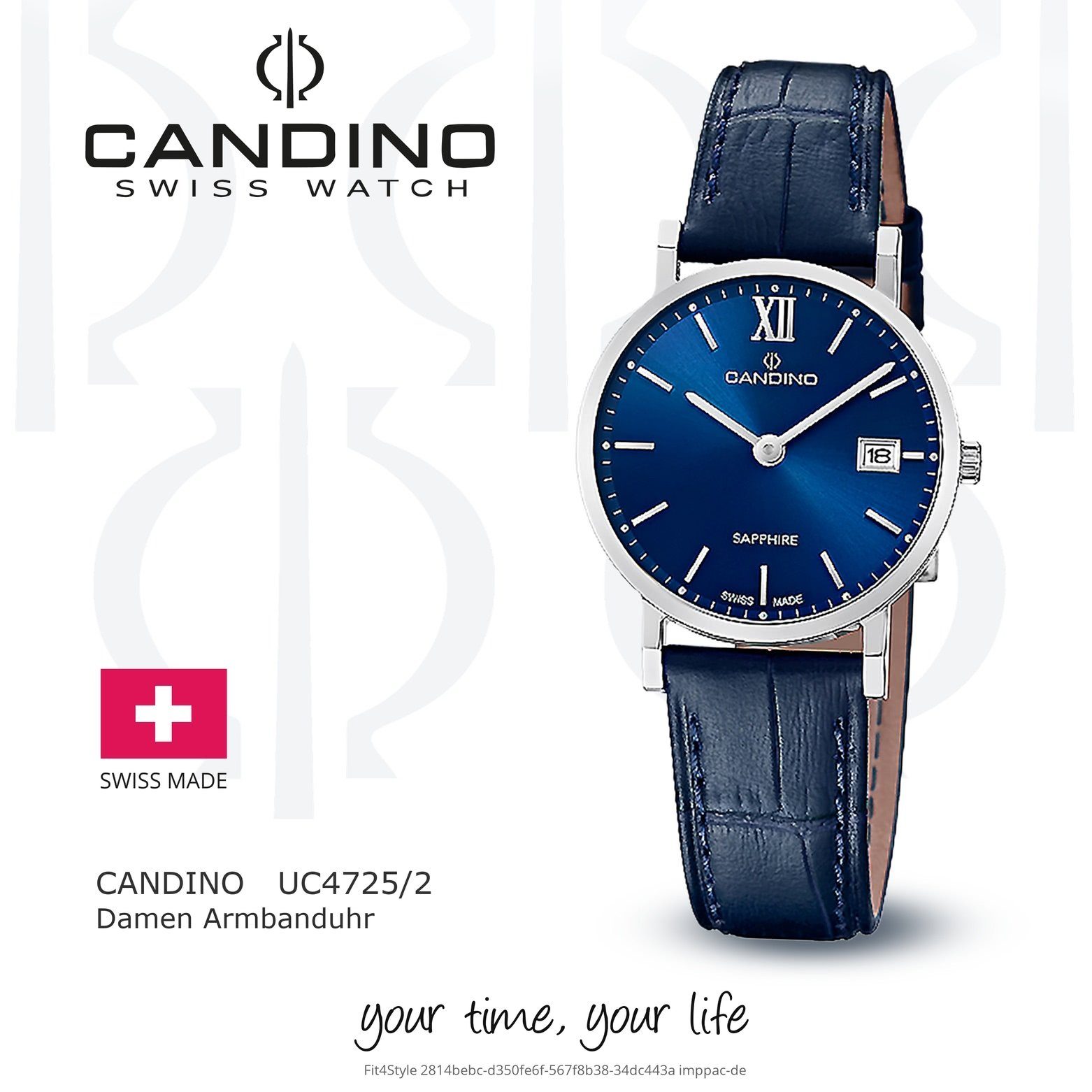 Armbanduhr Damen Edelstahlarmband Candino rund, blau Candino Classic, Quarzuhr Damenuhr