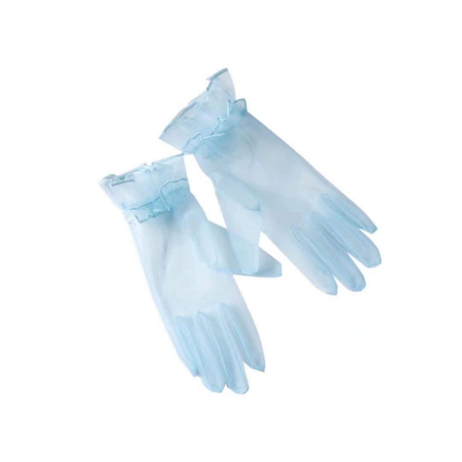 LuxusKollektion Abendhandschuhe Tüll-Handschuhe Blau Hochzeit (1-St)