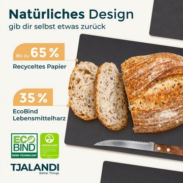 TJALANDI Schneidebrett Set in Schwarz – extrem robust, aus Nachhaltiger FSC Papierfaser, (Spülmaschinenfest & Rutschfest, inkl. 3M Gummifüße), als Untersetzer bis 180°C – Qualität Made in Germany