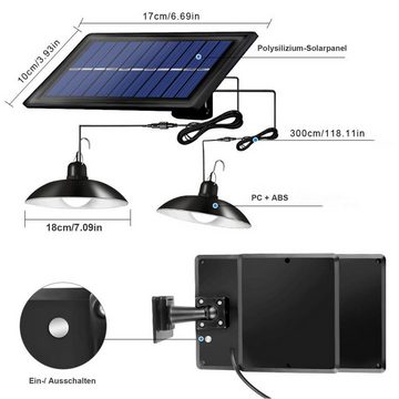 iceagle LED Außen-Deckenleuchte Solar Pendelleuchte, Solar-Hängelampe mit Fernbedienung