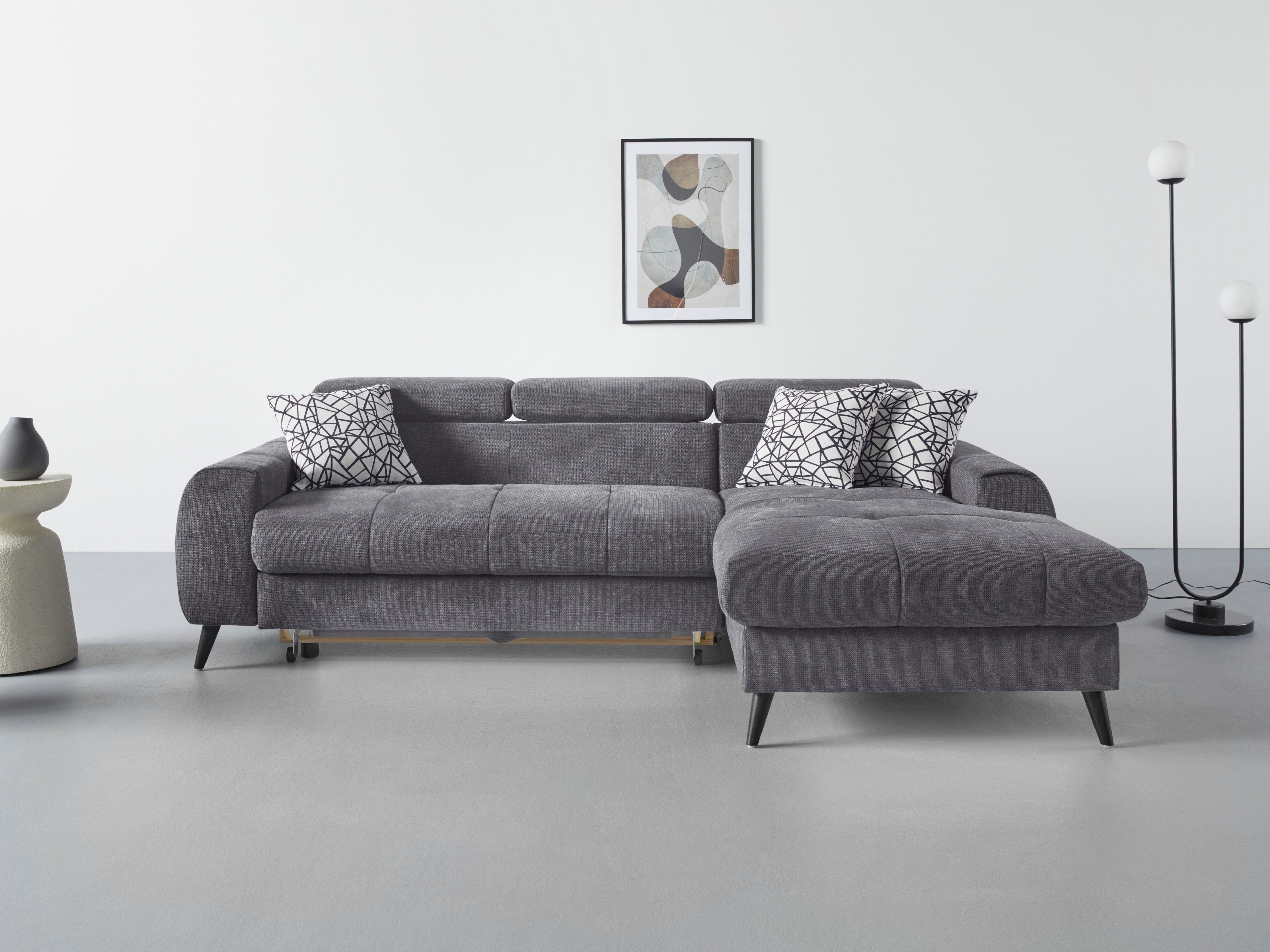 COTTA Ecksofa "Mia L-Form mit 3 Zierkissen", wahlweise mit Bettfunktion, Be günstig online kaufen