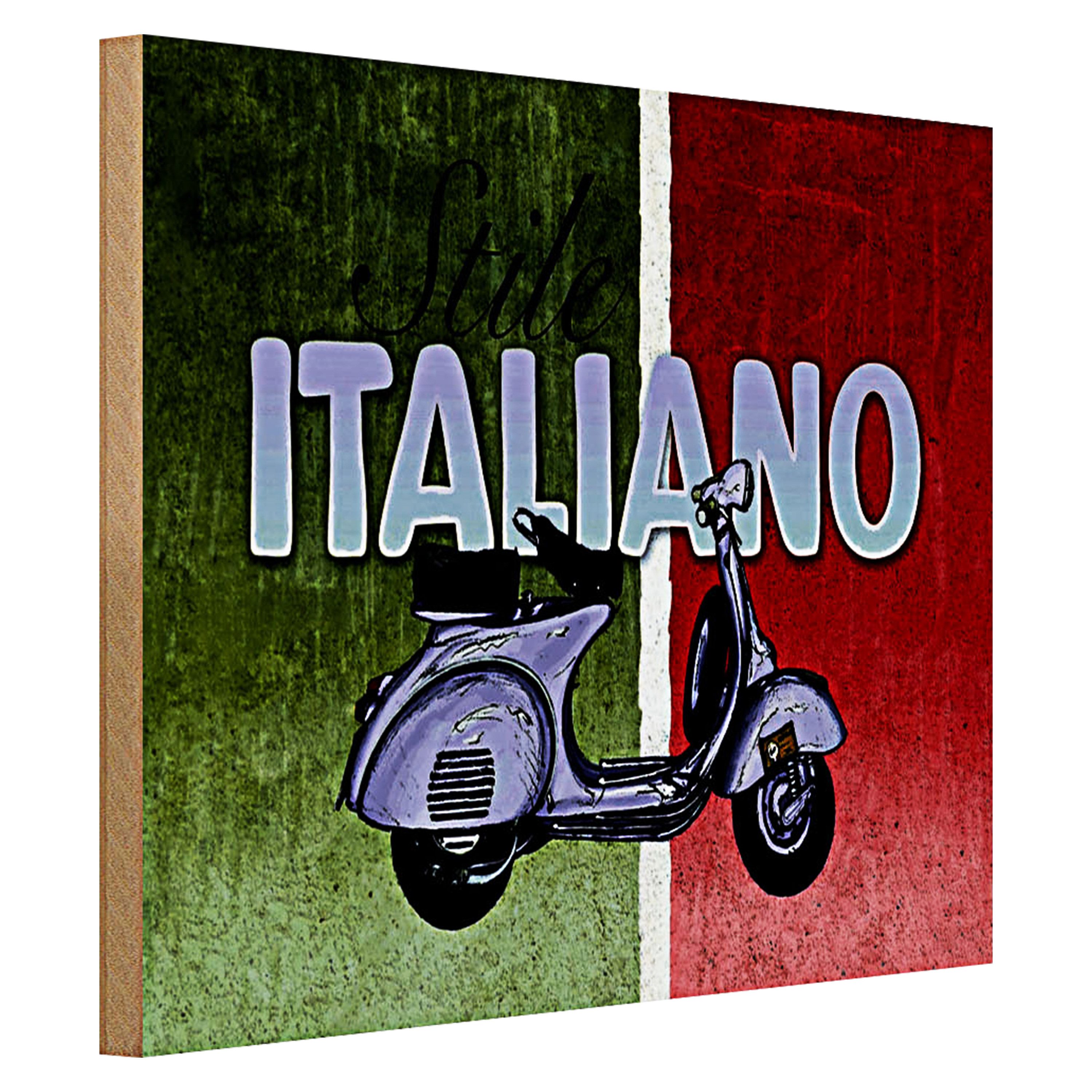 Roomando Holzbild Mofa 40x30cm Stile Italiano Italien Scooter