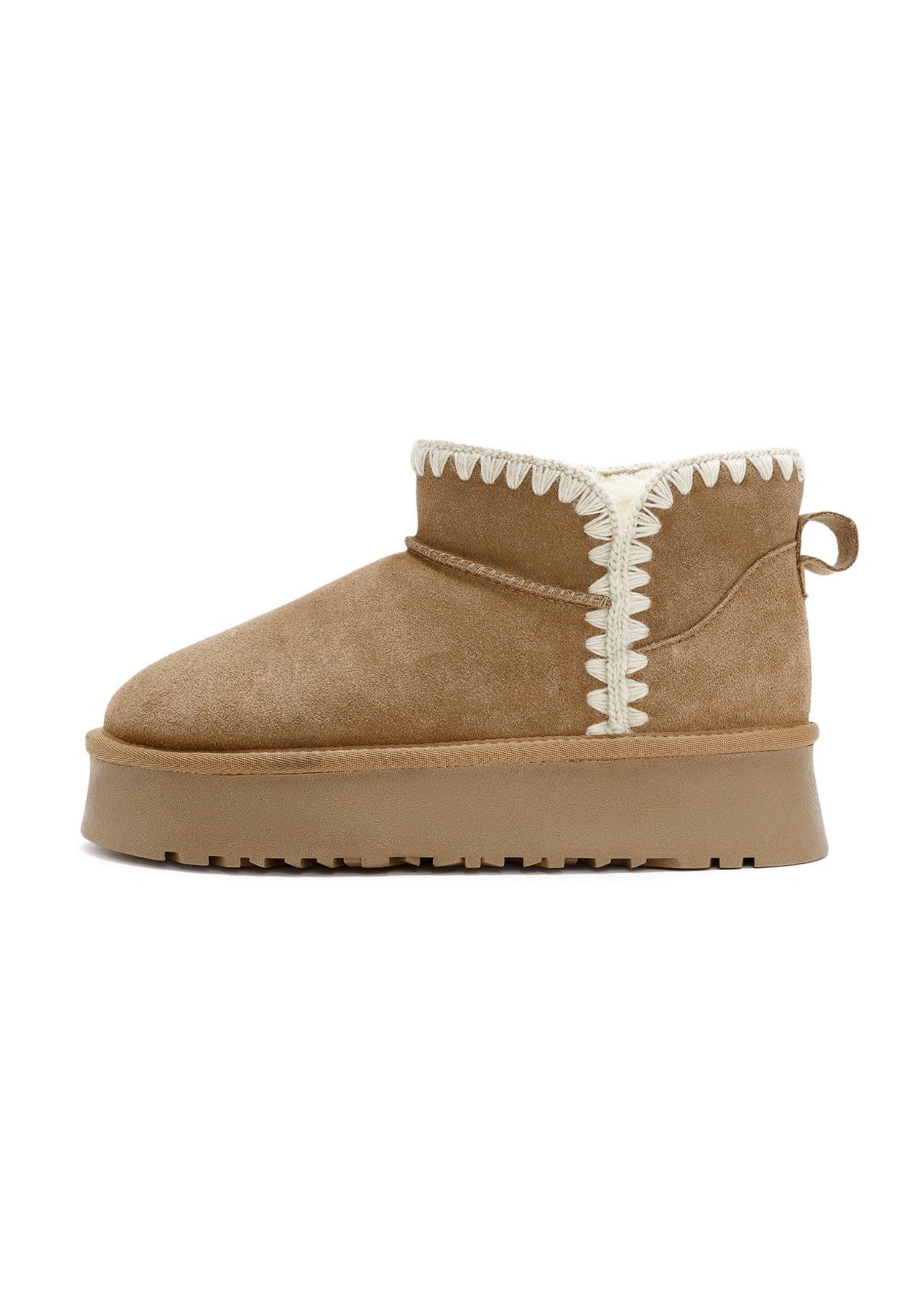 Teddy-Stiefel aus Veloursleder Ankleboots