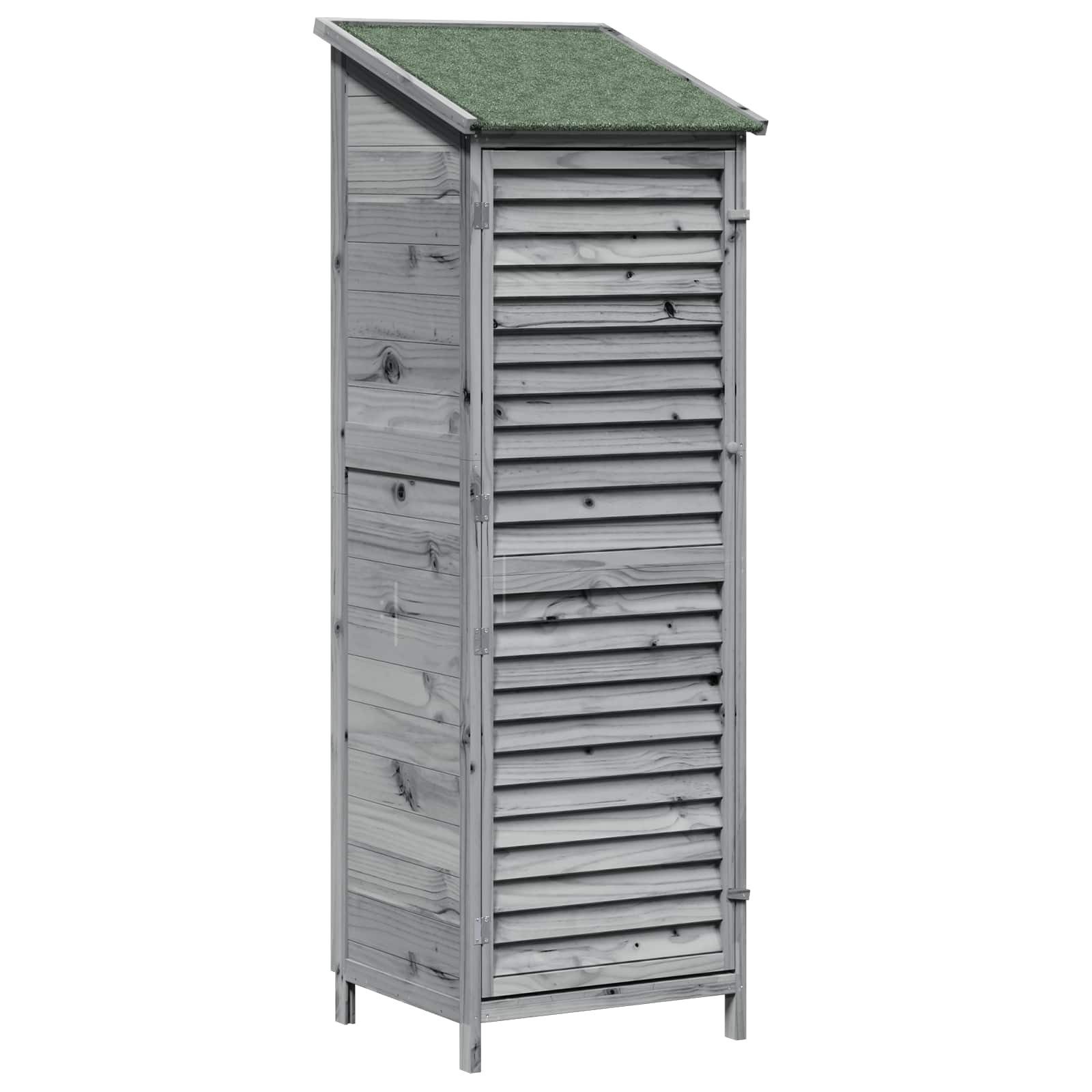 vidaXL Gartenhaus Garten Shed Grau 59 x 56 x 176 cm Massivholz aus Fichte