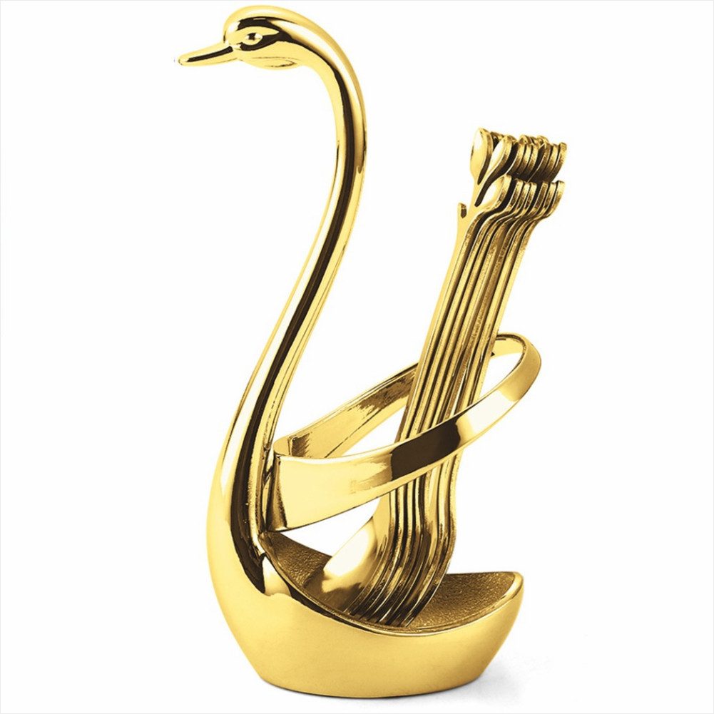 KingLux Besteck-Set 12tlg.Obstgabeln-Set,Schwanenboden,Besteck-Set mit Aufbewahrungsregal (12-tlg), 6 Personen, Edelstahl