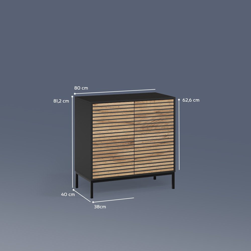 Livinity® Kommode Aterno, Goldkraft Eiche/Anthrazit/Anthrazit, mit 2 Türen (1 St)