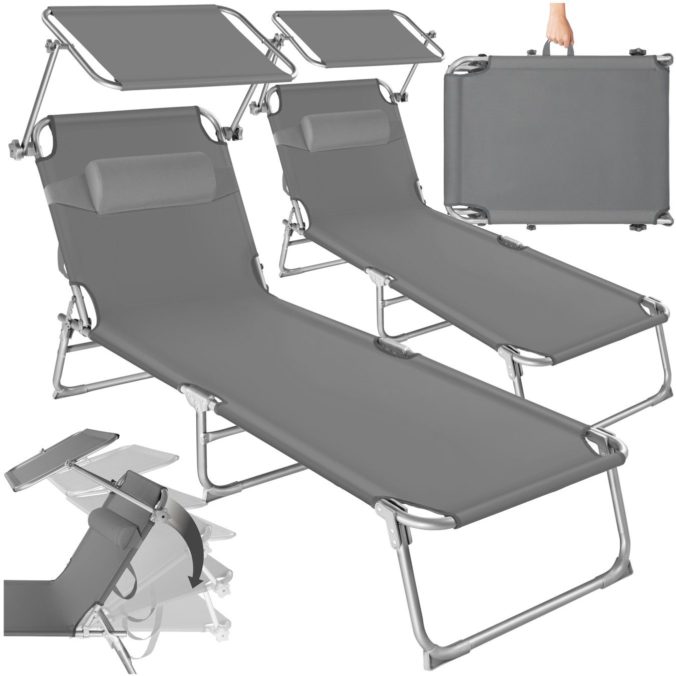 tectake Gartenliege 2er Set Gartenliege, Set, 2 St., Robuste Dreibein-Sonne günstig online kaufen