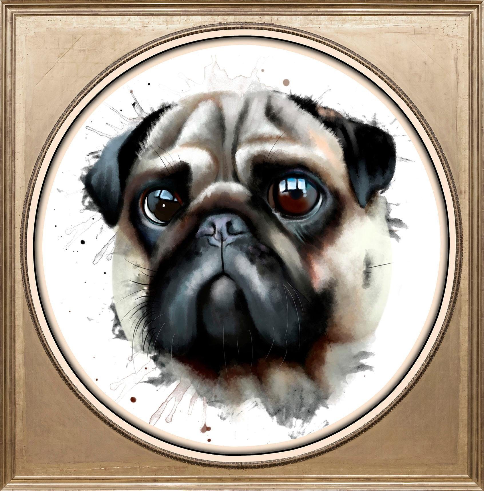queence Acrylglasbild Mops, Gemälde, Haustiere, Hund, Hunde, Hundebilder, Kunst, Tiere, Fine Art-Print in Galeriequalität
