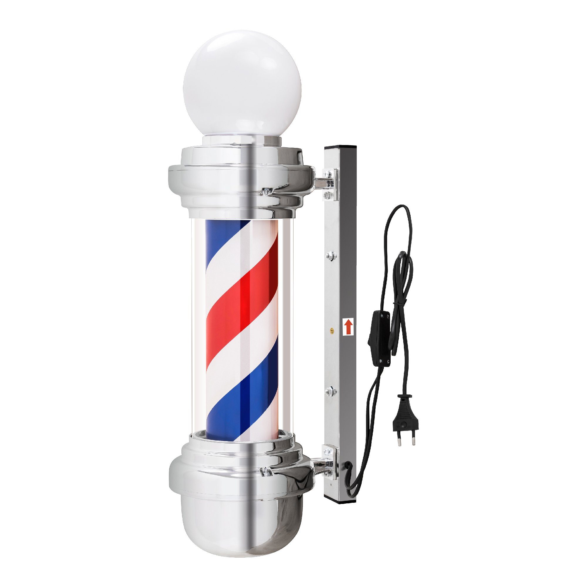 L018B, LED-Kugelleuchte Barberpub Barbierstab 65 drehbar x 19 Acryl-KunststoffRot-Blau-Weiß, Saloneinrichtung, Barberpub x Barbershop-Säule, cm mit Barber-Pole 19 Außen-Stehlampe