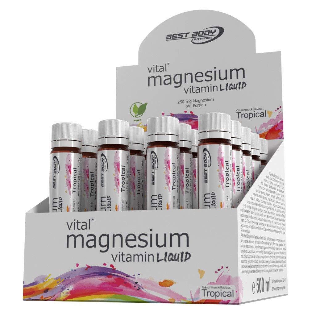 Best Body Nutrition Magnesium Vitamin Ampullen - Tropical - 20 Ampullen à 25 ml Flüssigkeit, Ampulle