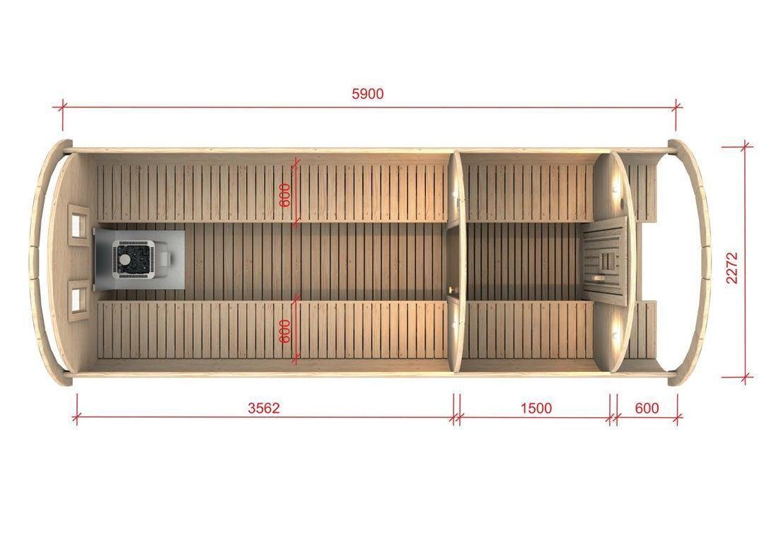 Thumbnail - JVmoebel Fasssauna Sauna Fass Holzsauna 5,90 x Ø 1,97 m Fasssauna Saunafass Saunas, BxTxH: 1.97 x 5.90 x 2.38 cm, 46,00 ...
