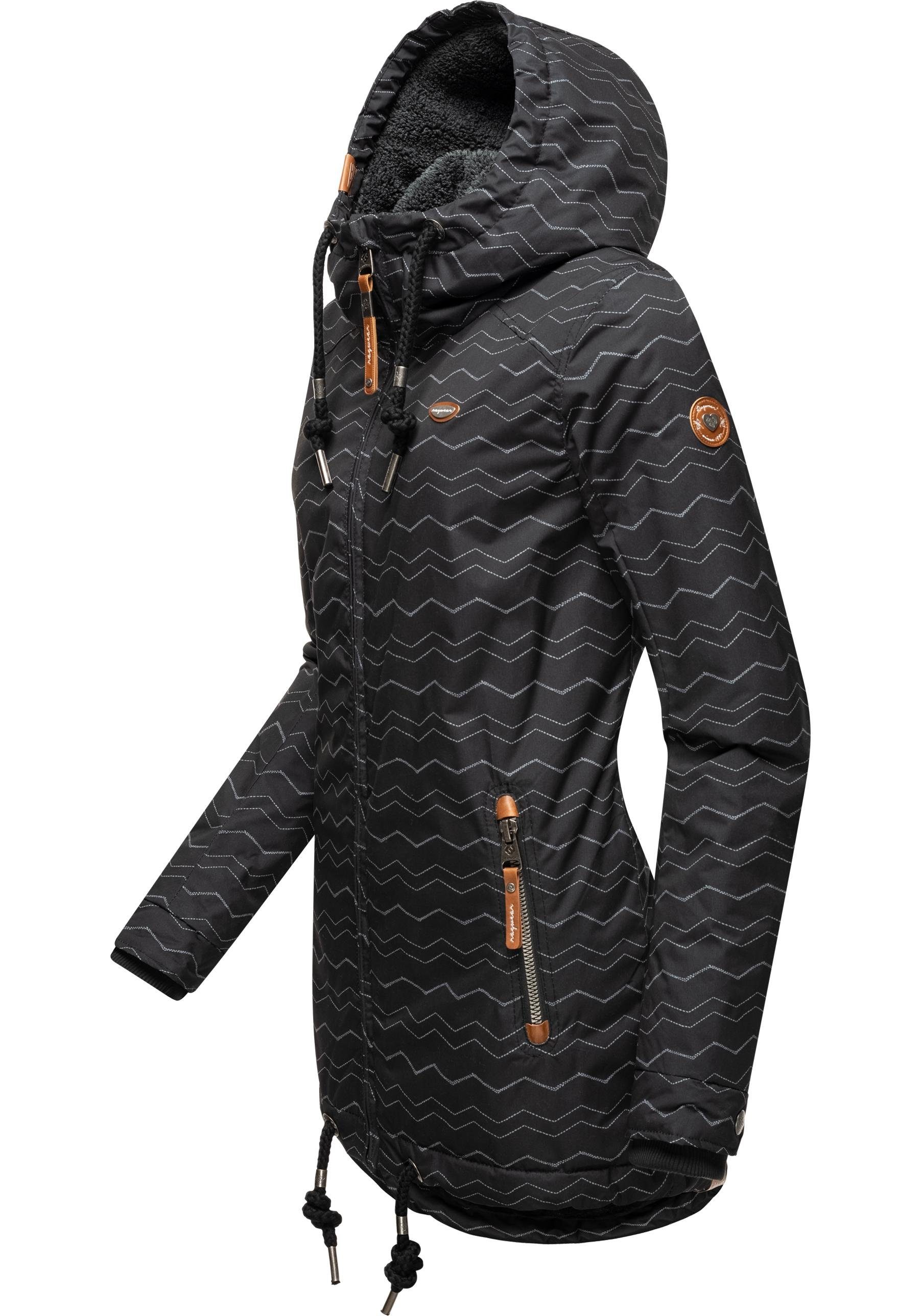 Ragwear Winterjacke Zuzka Winter Wasserdichter Winterparka mit Teddyfleece Innenfutter