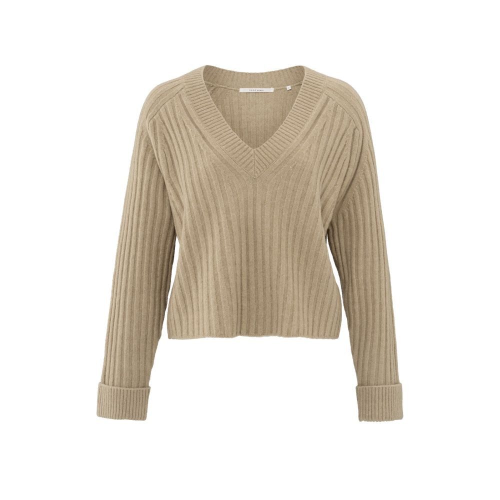 YAYA V-Ausschnitt-Pullover Weicher gerippter Pullover mit günstig online kaufen
