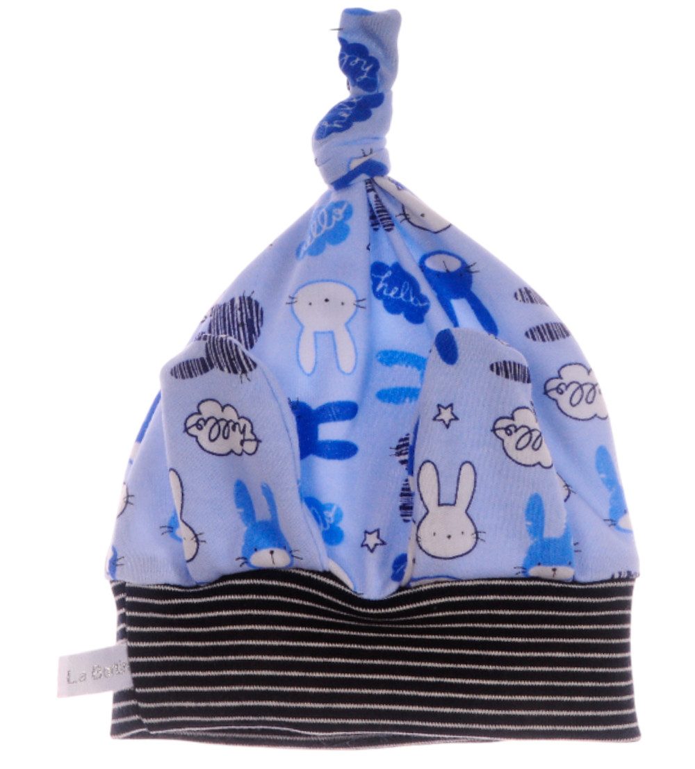 La Bortini Erstlingsmütze Babymütze Knotenmütze Mütze für Neugeborene in Blau mit Hasen (Übergangsmütze für Neugeborene) 32 33 34 35 36 37 38 39 40 41 42 43 44 45 46 47 48 49 50