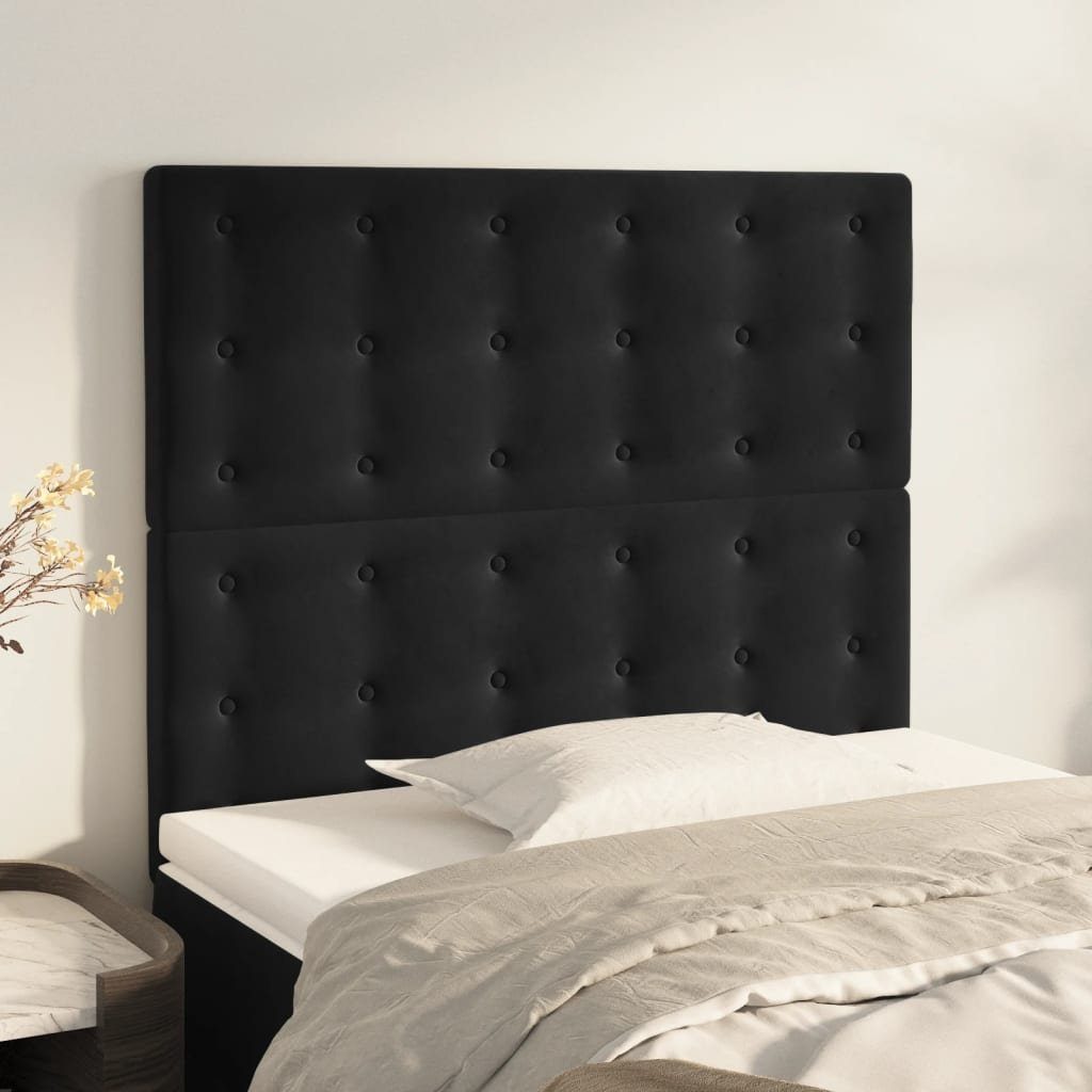 vidaXL Bett Kopfteil Schwarz 80x5x118/128 cm Samt (1-tlg)