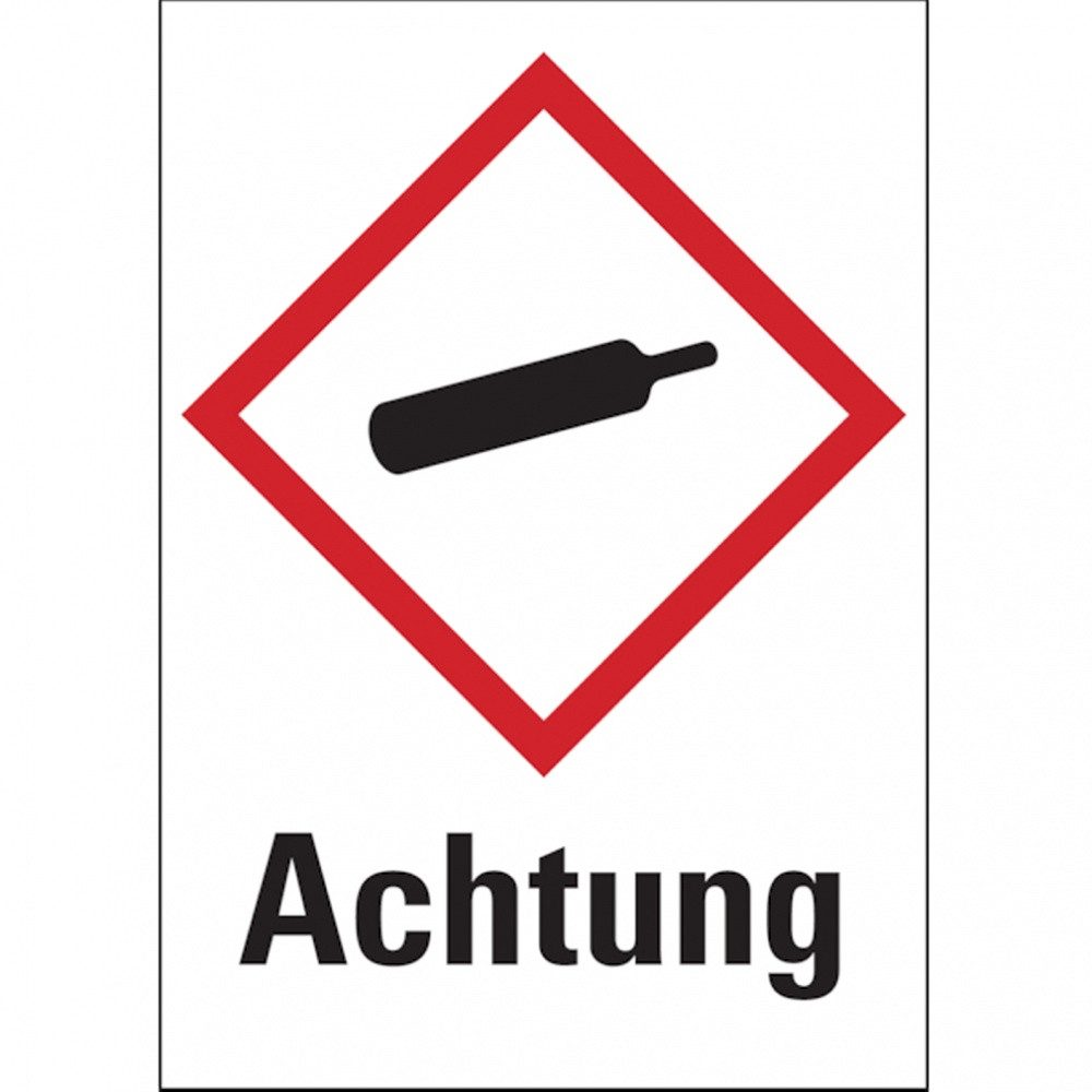 Hinweisschild Gefahrstoffetiketten - Gasflasche (GHS04) Signalwo - 52x74 mm Folie se