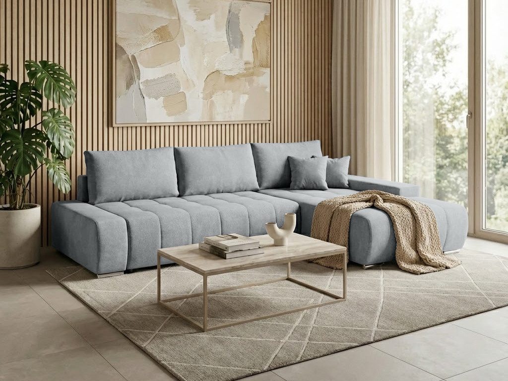 Beautysofa Ecksofa Draco L mit Schlaffunktion, in pflegeleichten Stoffen, Bettkasten