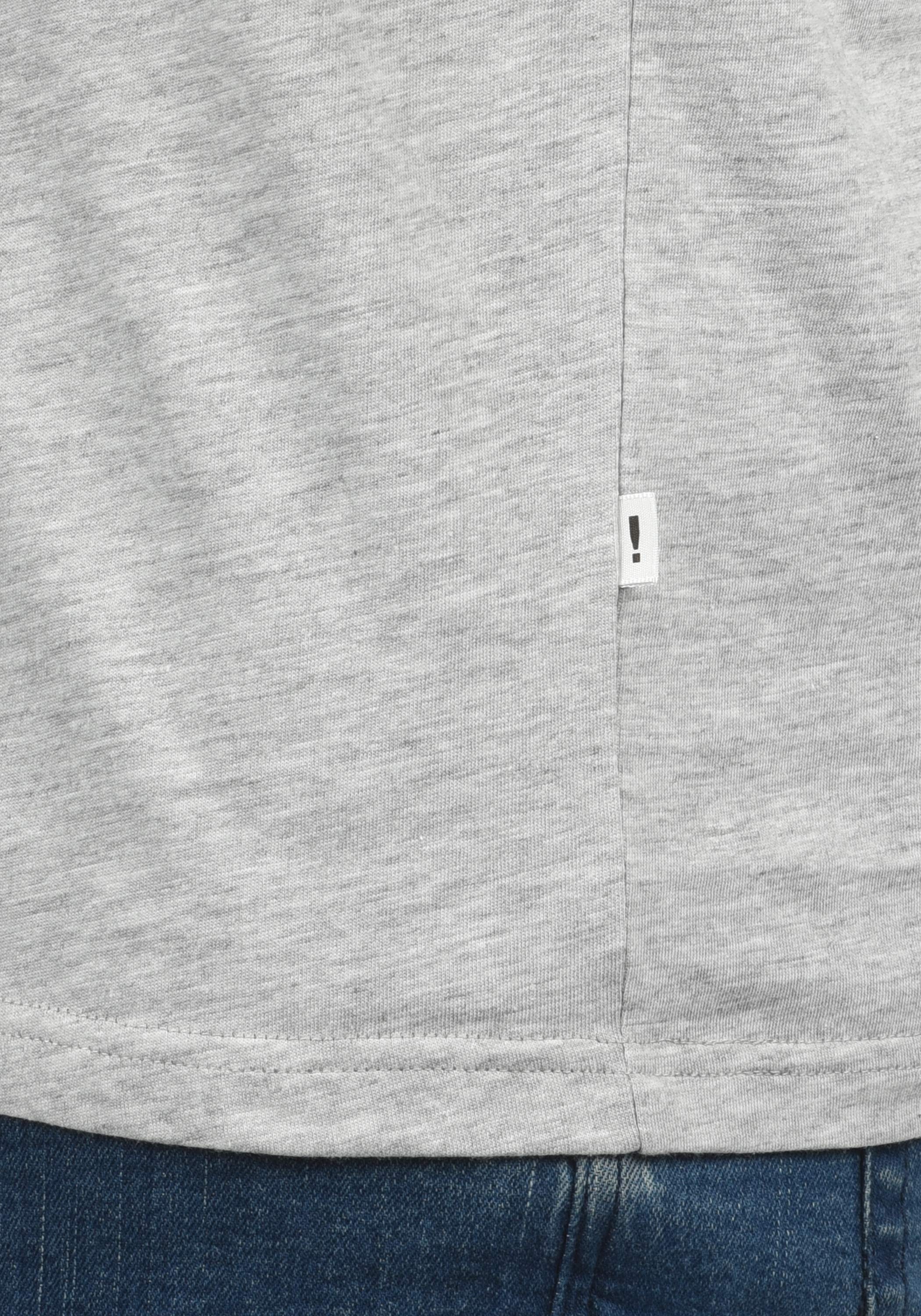 Solid Rundhalsshirt SDBastian Grey Melange Kurzarmshirt (8242) im Baseball-Look Light